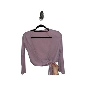 Urban Outfitters Pink Long-Sleeve Wrap Top